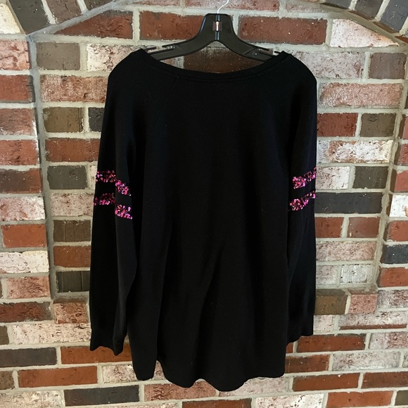 TORRID Black Knit Pink Sequin Stripe Pullover Sweater XL - Picture 1 of 5